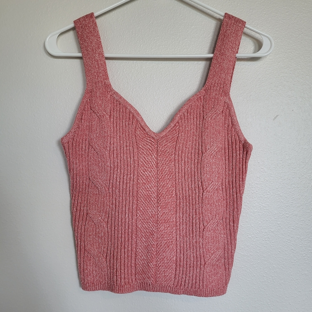 Express Salmon Pink Cable Knit Sweater Tank Top